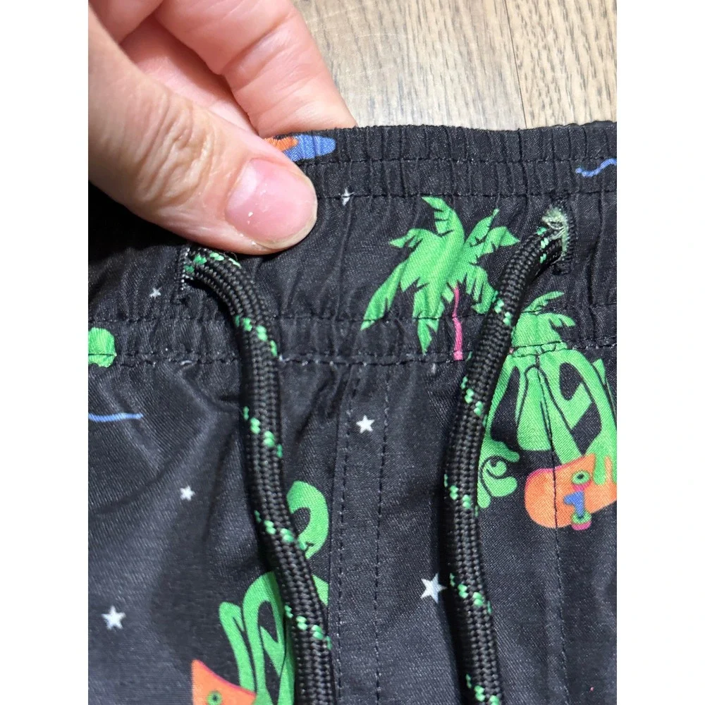 No Boundaries Shorts Men Size XXL Black Swim Trunks Alien UFO Palm Trees